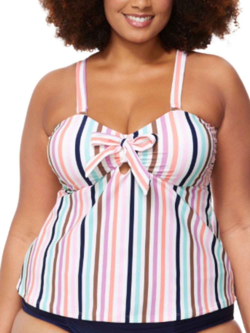Raisins Curve Trendy Plus Tanzania Bow-Trim Tankini Top Size 22W 20046